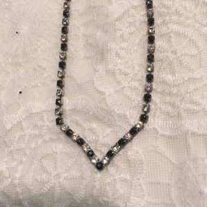 Vintage black and white rhinestone necklace